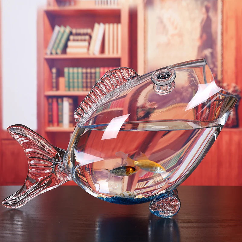 Mini Fish Glass bowl Figurine Clear Transparent Glass Fish-shaped Aquarium Fish Tank Home Living Room decoration Craft Ornaments