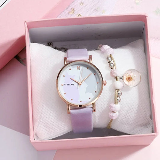 Kids Watches Cat Pattern Quartz Children Wristwatch Girls Watch Leather Cute Bracelet Set Fashion Sales Clock New relogio montre