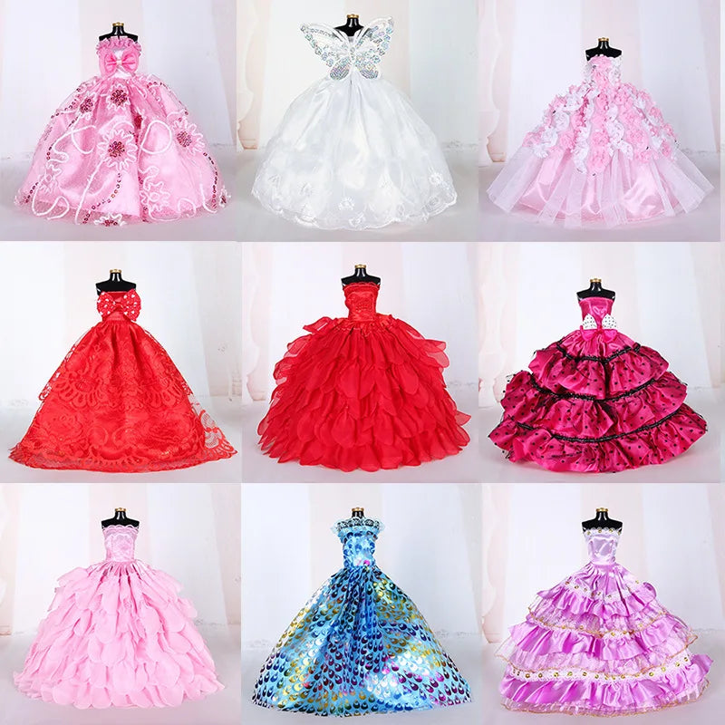 30cm Barbies Doll Clothes Fashion Dress Wedding Princess or Party Dress for 29CM Barbie Doll Best Gift for Girl Half Pack