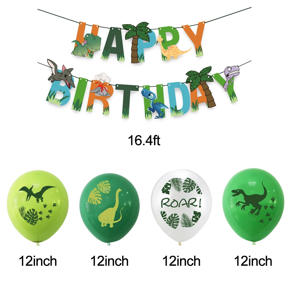 Dinosaur Party Decorations Dragon Balloons Cake Topper  Birthday Banner Jungle Birthday Party Decor Supplies Kids Favors