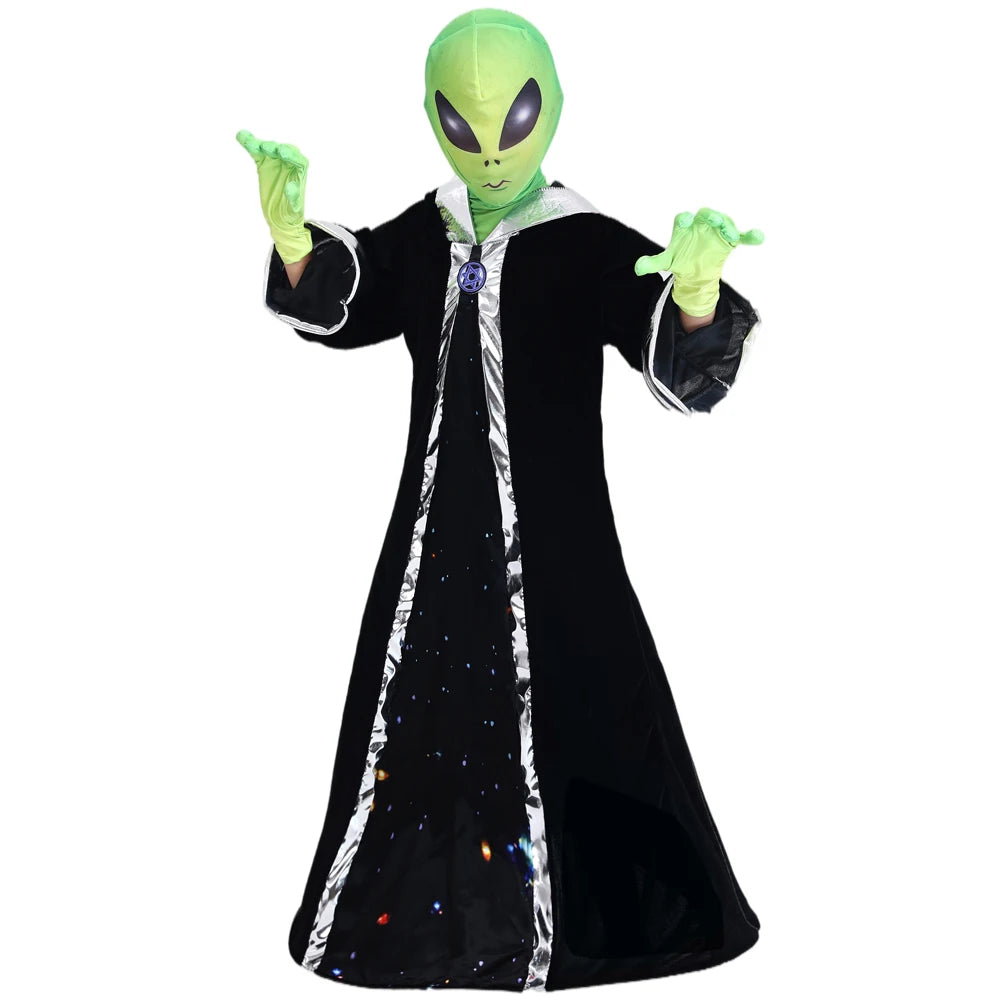 Memune Exclusive Kids Unisex Funny Deep Space Alien Lord Scary Halloween Carnival Theme Party Fancy Costume