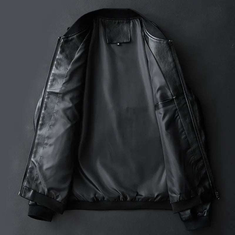 2023 New Leather Jacket Bomber Motorcycle Jacket Men Black Biker PU Baseball Jacket Plus Size 7XL Fashion Causal Jaqueta Male