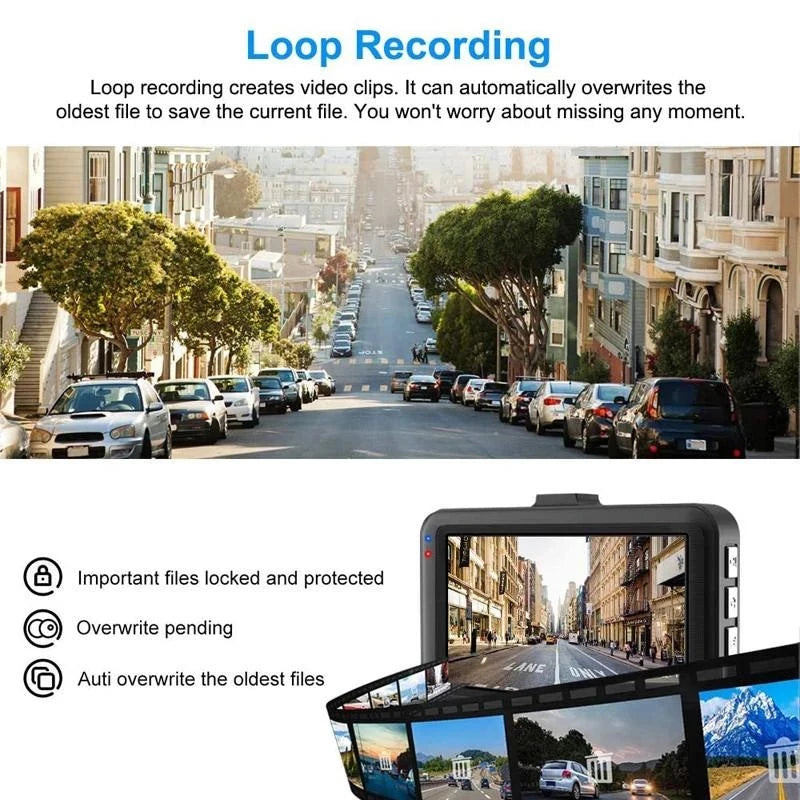 3 Inch Ful HD 1080P Driving Recorder Car DVR Night Camera  Loop Recording Parking Monitoring Dashcam Video Registrar