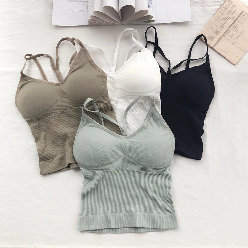 Women Cotton Underwear Push Up Bra Sexy Top Women Suspender Tank Up Fashion Solid Color Lingerie Female Soft Top Brassreie