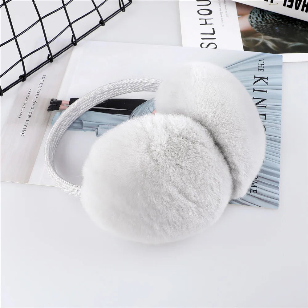 2023 New Aarrival Unisex Women's Winter Warm Rex Rabbit Fur Earmuffs Girls Ear Muffle Earflap Ear Cover Double Sided