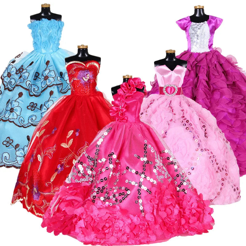 30cm Barbies Doll Clothes Fashion Dress Wedding Princess or Party Dress for 29CM Barbie Doll Best Gift for Girl Half Pack