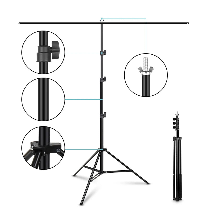 1.5/2/2.6M*2M T-Shape Backdrop Stand With Green Screen Photo Background Support For Birthday Portrait Photo Studio Photography