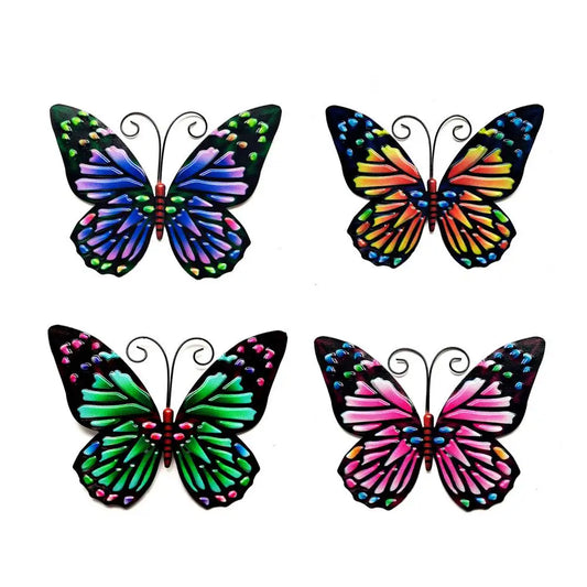 Garden 3D Metal Butterfly Decor Inspirational Sculpture Wall Deco For Outdoor Decoration Animal Miniatures Statues Artwork 2021