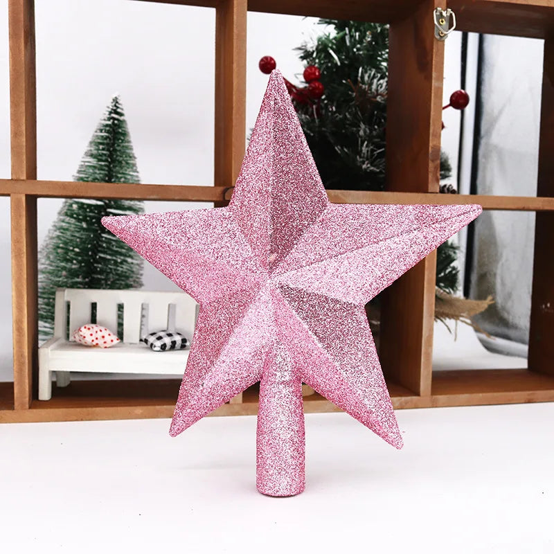 15/20cm Christmas Tree Top Star Merry Christmas Decorations for Home Shiny Gold Powder Five-pointed Star New Year's Ornament