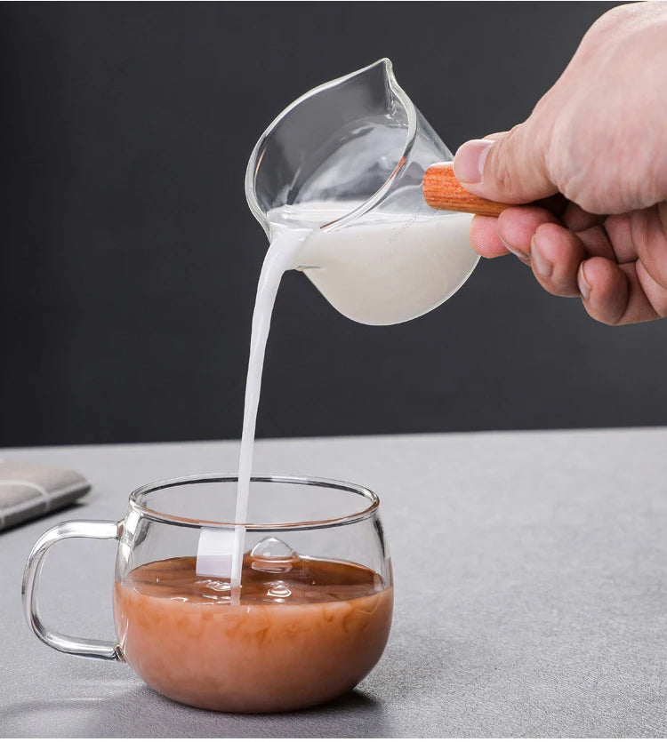 Double Pour Spout Heat Resistant Glass Measuring Cup Coffee Cup High Borosilicate Glass 100ml Espresso Transfer Cup Milk Cup