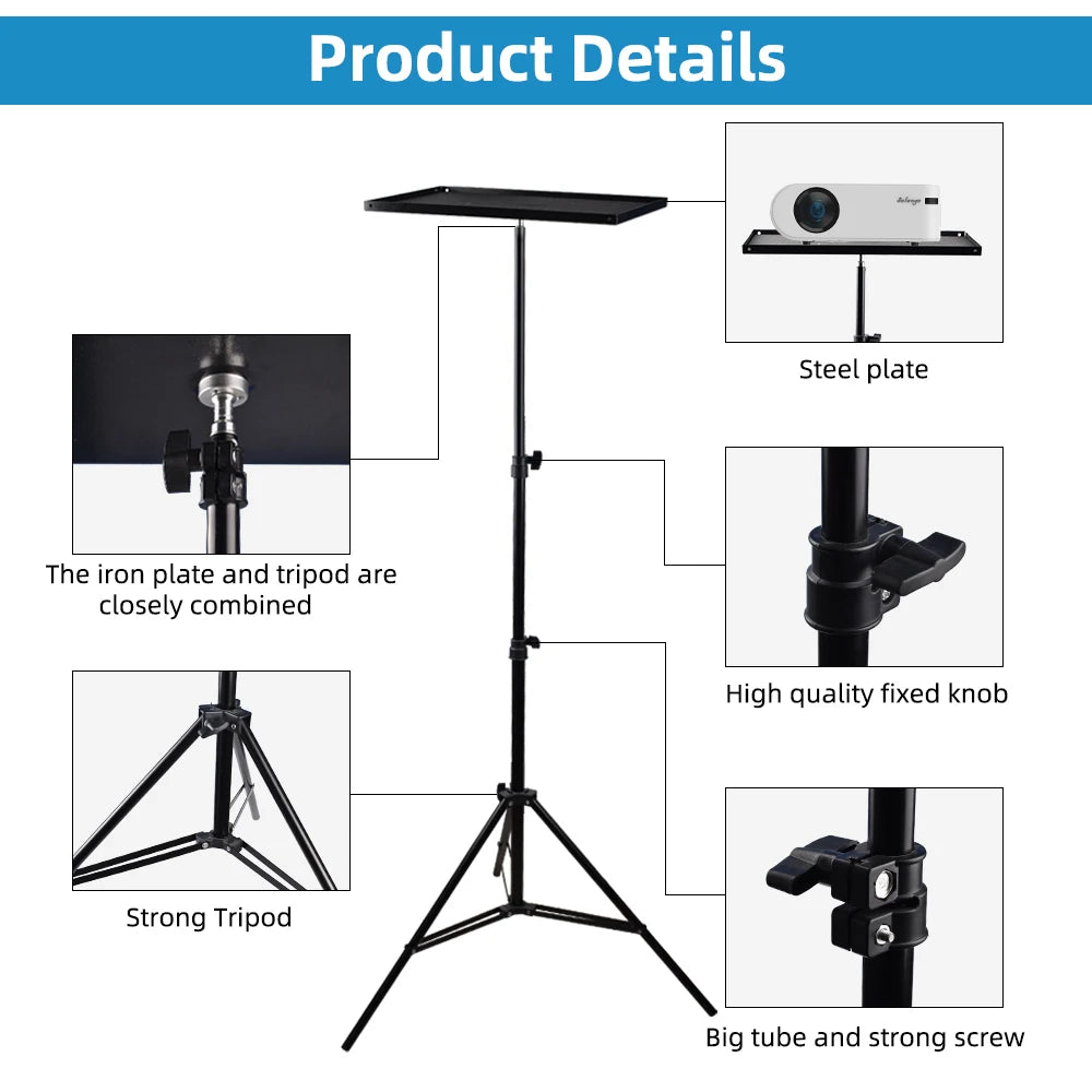 Projector Bracket Travel Tripod Speaker Stand Extendable 110cm 160cm Accessories Mount Ball Head for Laptop DSLR Camera Outdoor