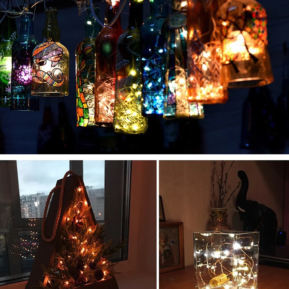 Bar LED wine bottle cork string lights holiday decoration garland wine bottle fairy lights Christmas copper wire string lights