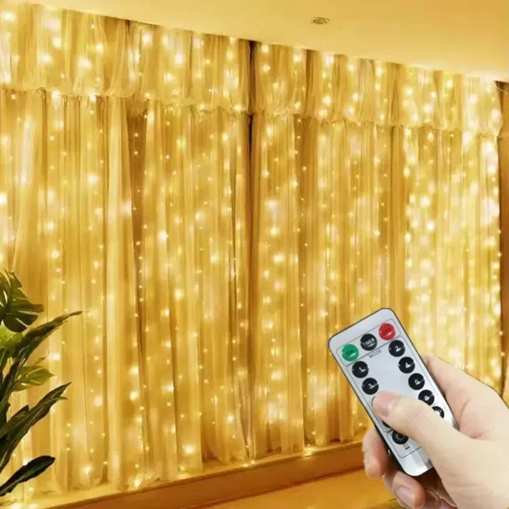 USB LED Curtain String Lights with Remote Control Bedroom Holiday Wedding Birthday Christmas Decor LED Fairy Garland Lamp