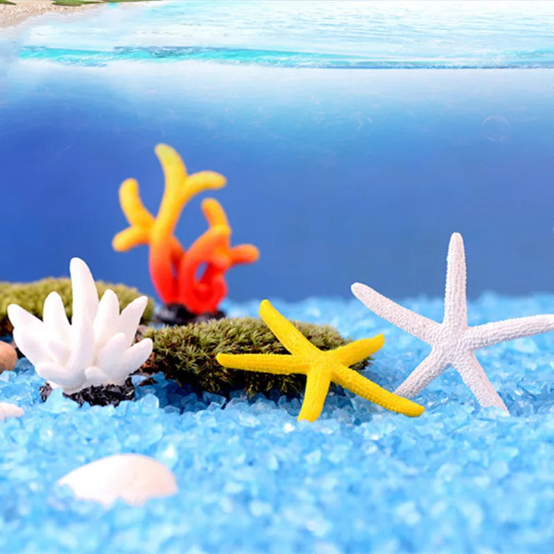 Cute Micro Landscape Artificial Coral Starfish Resin Ornaments For Fish Tank Aquarium Accessories Decorations Home Decor