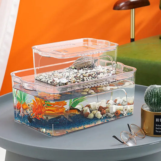 Aquarium Box Plastics PET Mobile Small Ecological Water Tank Ultra-white Organic Glass Explosion-proof Fish Tank Home Decor