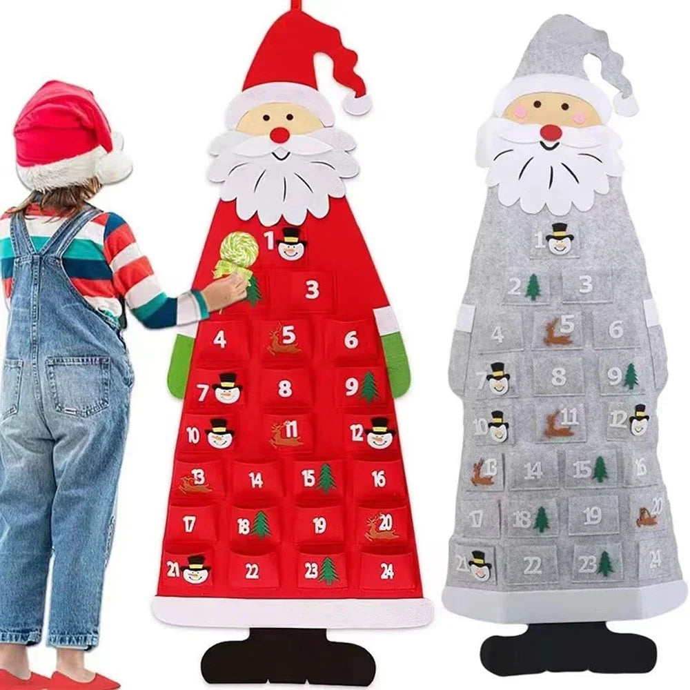 2025 Santa Calendar Holiday Wall Calendar Home Decoration Children Gifts Digital Christmas Tree Non-woven Christmas Countdown