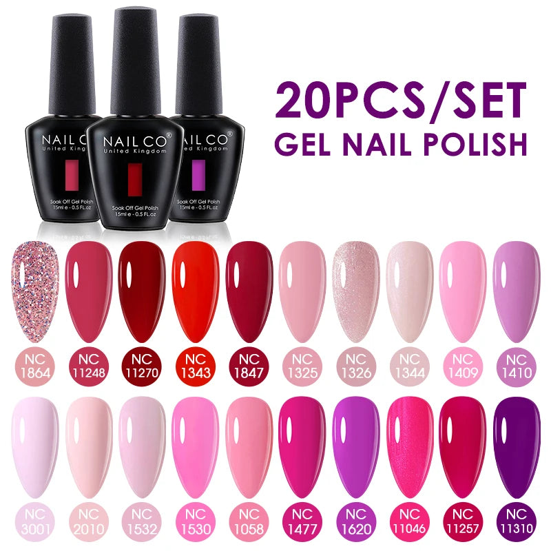 NAILCO 15ml 10/20pcs Gel Nail Polish Set Spring Summer Color UV Gel Nail Art All For Manicure  Gel Paint For DIY Professionals