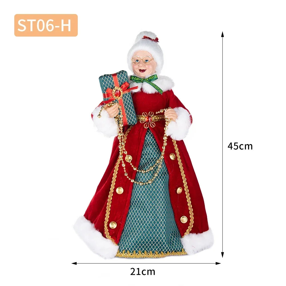 Santa Claus Granny Doll 50cm Standing Santa Claus Ornament Christmas Scene Doll Decoration 2024 Christmas Gift For Children