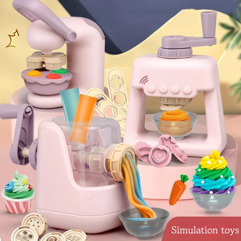 Diy Colourful Clay Pasta Machine Children Pretend Play Simulation Kitchen Ice Cream Machine Suit Model For Girl Toys Gift