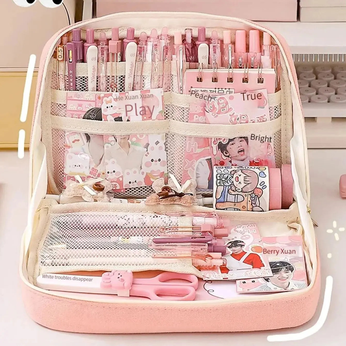 Kawaii Pencil Case Pouch Large Capacity Pen Bag Cute School Cases Portable Stationery Organizer for Students School Supplies