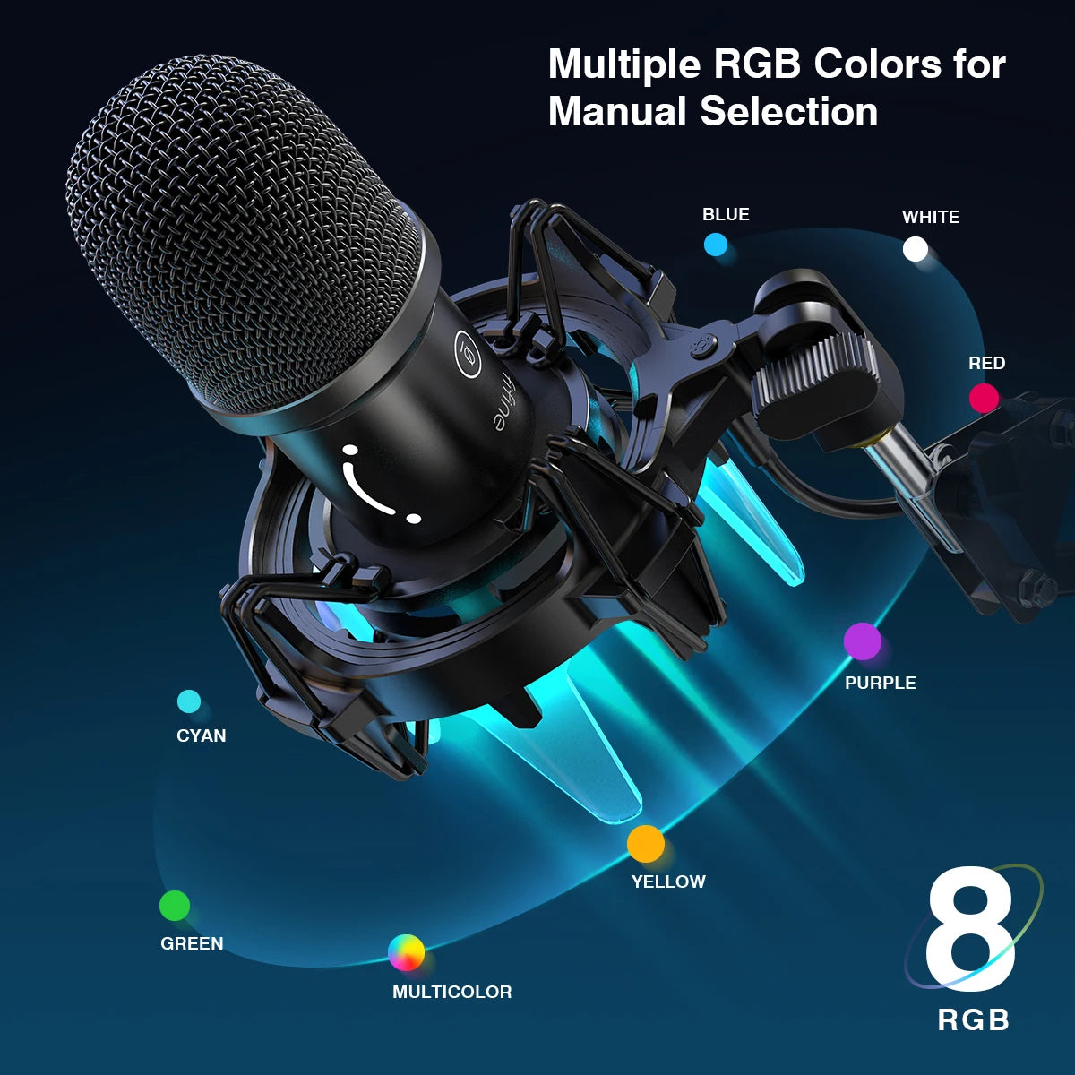 Go USB Dynamic Microphone Kit with Boom Arm,RGB Shock Mount,Cardioid Mic Set for Game Podcast Stream for PC PS4 PS5-K651