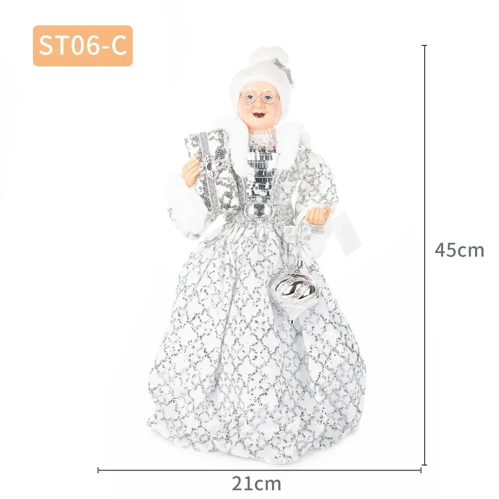 Santa Claus Granny Doll 50cm Standing Santa Claus Ornament Christmas Scene Doll Decoration 2024 Christmas Gift For Children