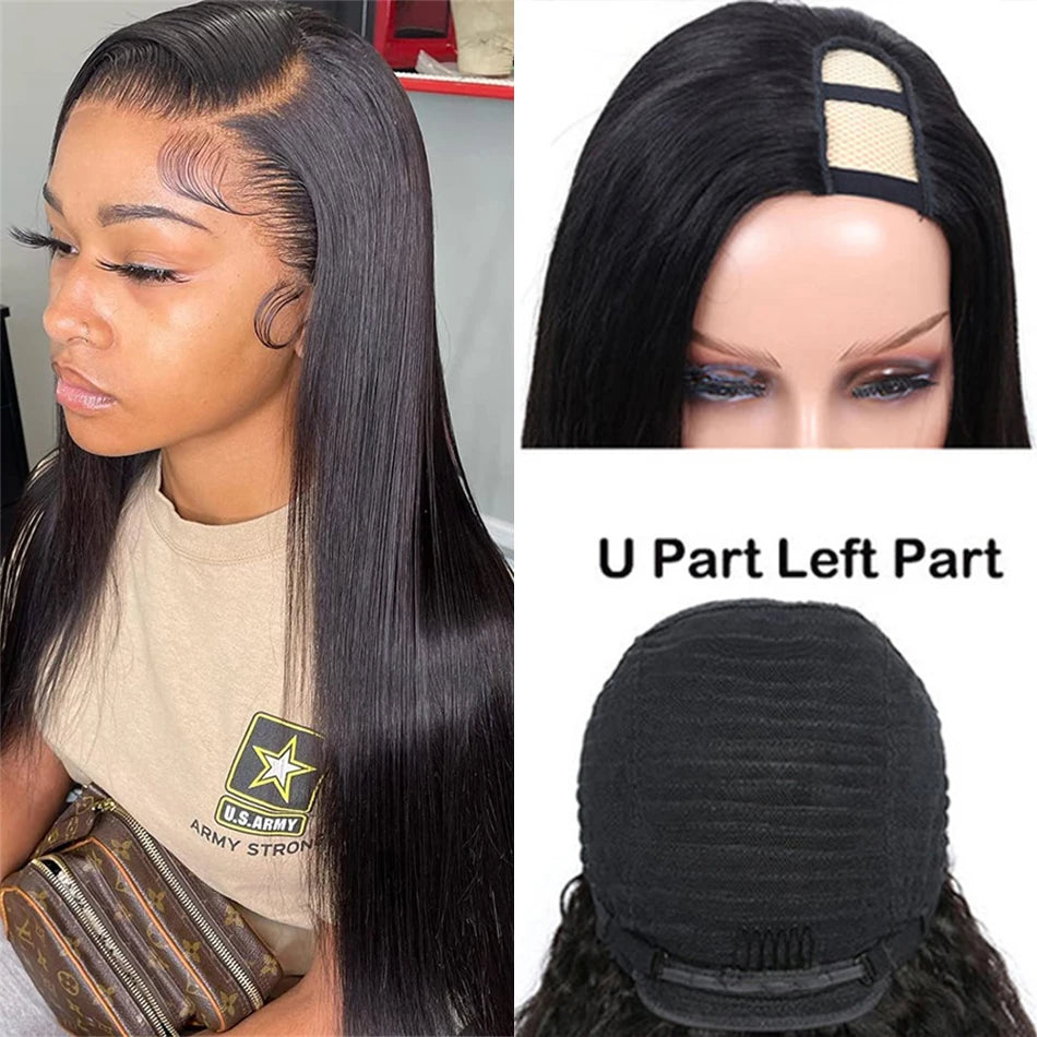 Straight Wigs Cheap U Part Wig Brazilian Human Hair Wigs For Women Virgin Hair Hot Sale Middle U Shape Wig 180 Density Wholesale