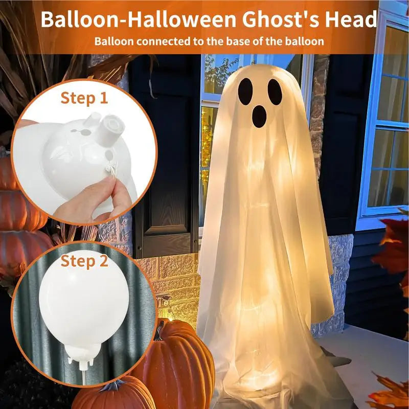 Halloween Decorations Outdoor  Large Lighted White Cloth Ghosts-Cute Ghosts LED String Lights-Light Up Holiday Party Home Porch