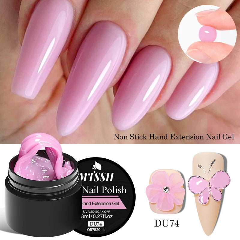 Mtssii 8ml Clear Non Stick Hand Solid Extension Nail Gel Polish 3D Carving Flower Nail Art Building UV Gel Acrylic Varnish