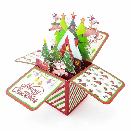 3D Pop Up Christmas Cards, Xmas Gift Greeting Cards For Your Friends, Children And Family, Included Blank Notecard & Envelope