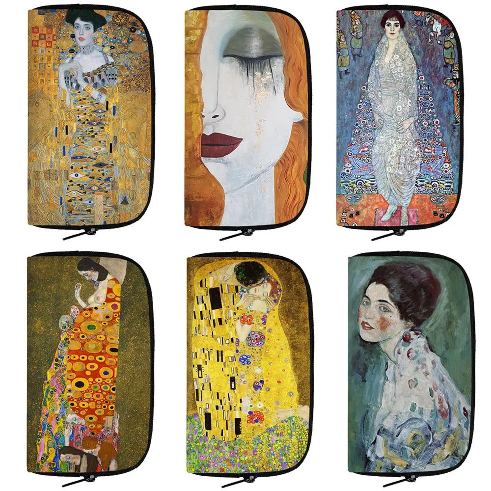 Famous Oil Painting By Gustav Klimt Wallet Der Kuss Kiss tear Women Purses ID Credit Card Phone Holder Money Coin Bags Gift