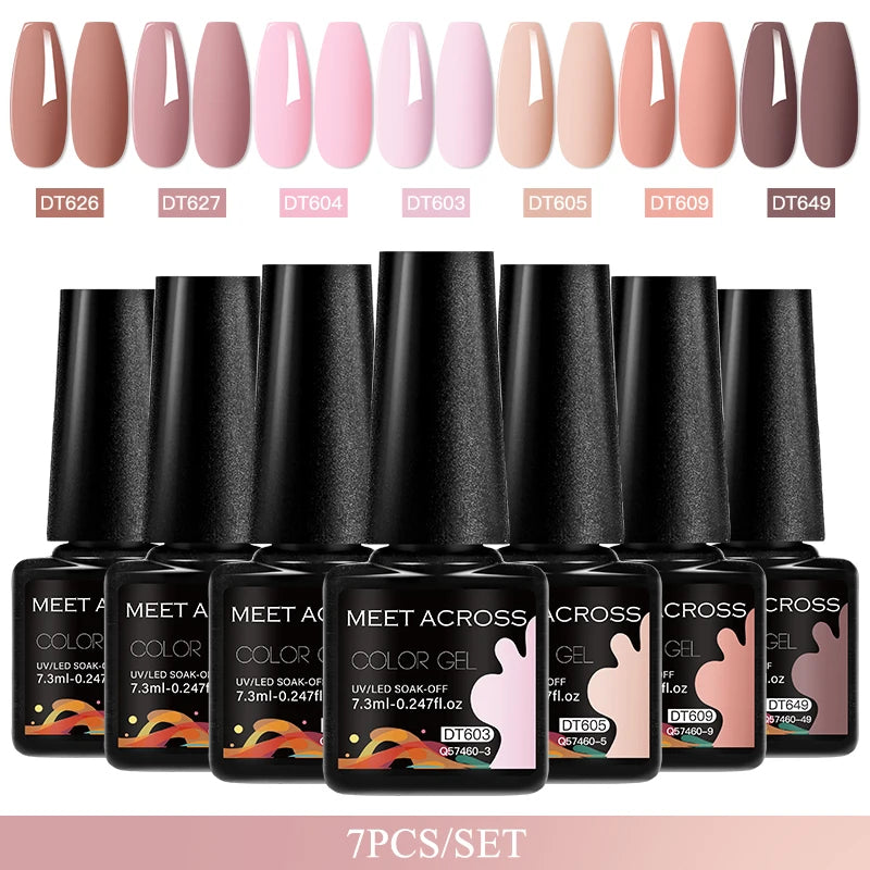 7pcs Gel Nail Polish Set For All Season 7.3ml Semi Permanent UV Gel Varnish Long Lasting Manicure Kit Soak Off Nail Supplies DIY