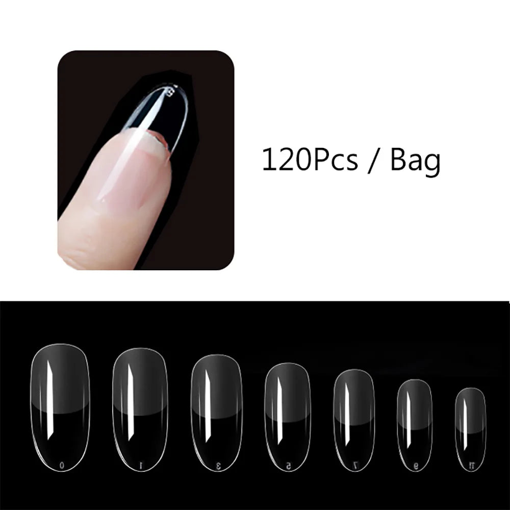 120pcs/bag Matte Press On Nail Tips Soft Full Cover False Nails Oval Almond Sculpted Fake Nail