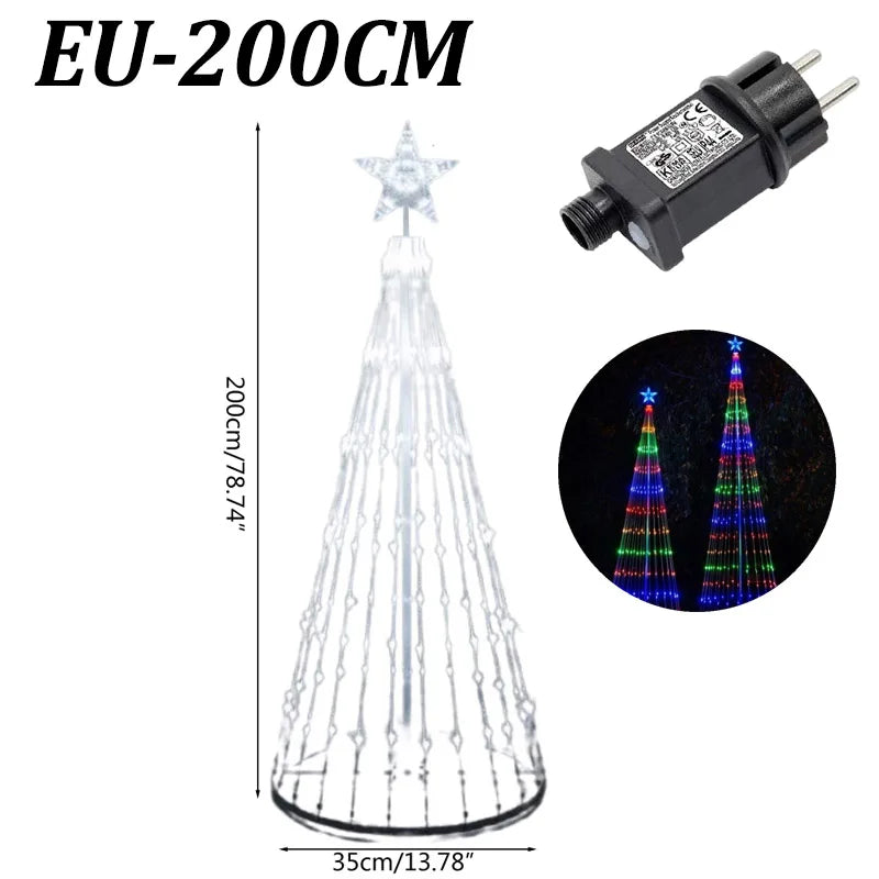 Animated Lightshow Cone Christmas Tree Led Yard Light Led String Lights Waterproof IP44 Home Xmas Outdoor Decoration EU Plug