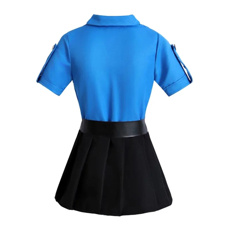 Girls Police Role Play Dress Dressup Clothes Children Police Officer Uniform Playsuits Halloween Performance Costumes