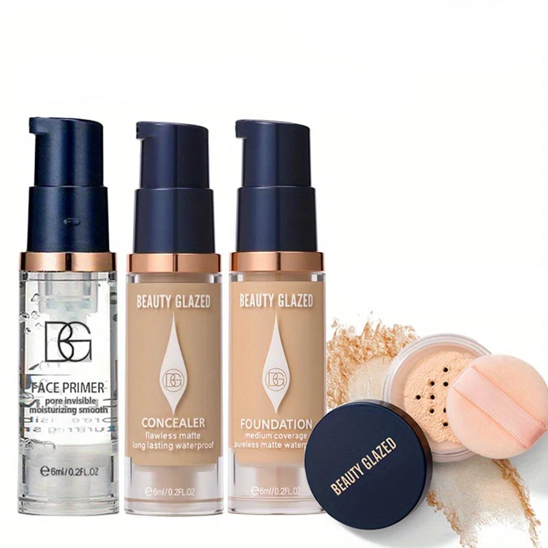 4pcs/set Magic Face Makeup Kit Natural Moisturizing Primer Long Lasting Waterproof Concealer Foundation Travel Face Makeup Set