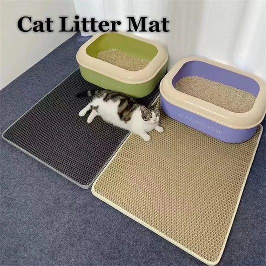 Double Layer Cat Litter Mat EVA Waterproof Cat Toilet Rug Litter Tray Sandboxes for Cat Litter Carpet Cat Litter Box Accessories