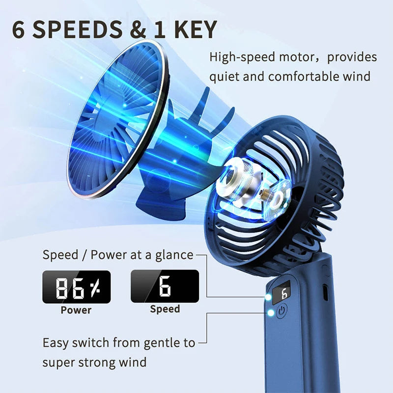 Portable Multifunctional Detachable Outdoor Camping LED Light Hands Free Tent Cooling Mini Fan 6 Speeds