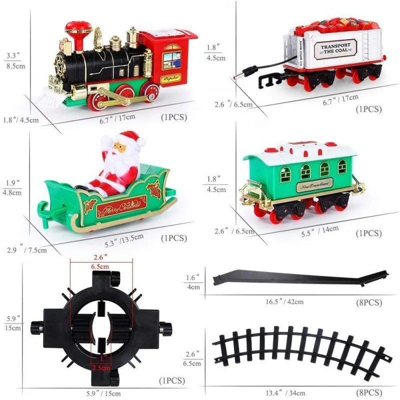 Christmas Train Set With Lights Sounds Railway Tracks Sets Locomotive Engine Fo Christmas Tree Gift For Kids Train Toy Car