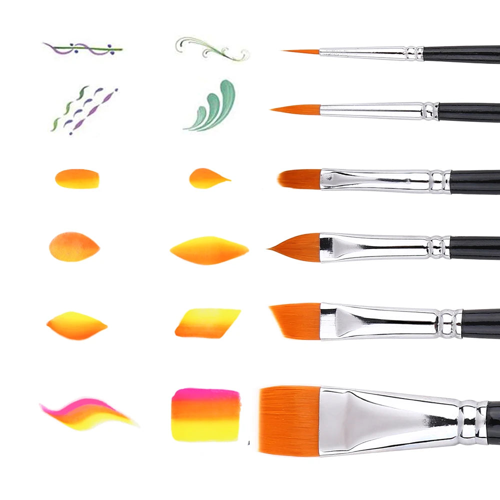 Bowitzki Face Paint Body Paint Brush Set Professional Quality Brush For Face Painting Watercolor Acrylic Oil Painting Nail Art