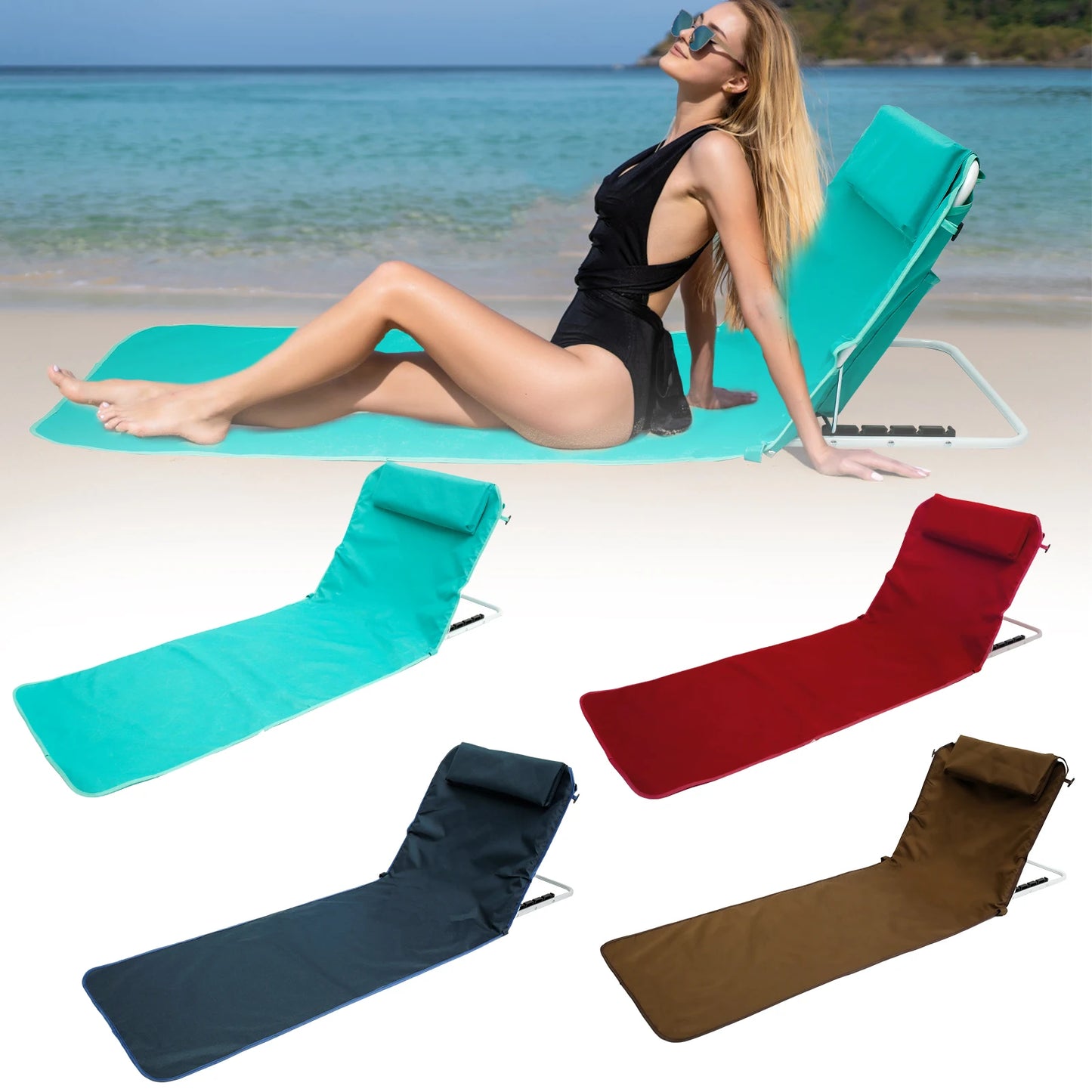 Beach Mat Lounge Chair Lightweight Beach Chair Portable Foldable Camping Chair Outdoor Garden Lazy Chair for Hiking Traveling