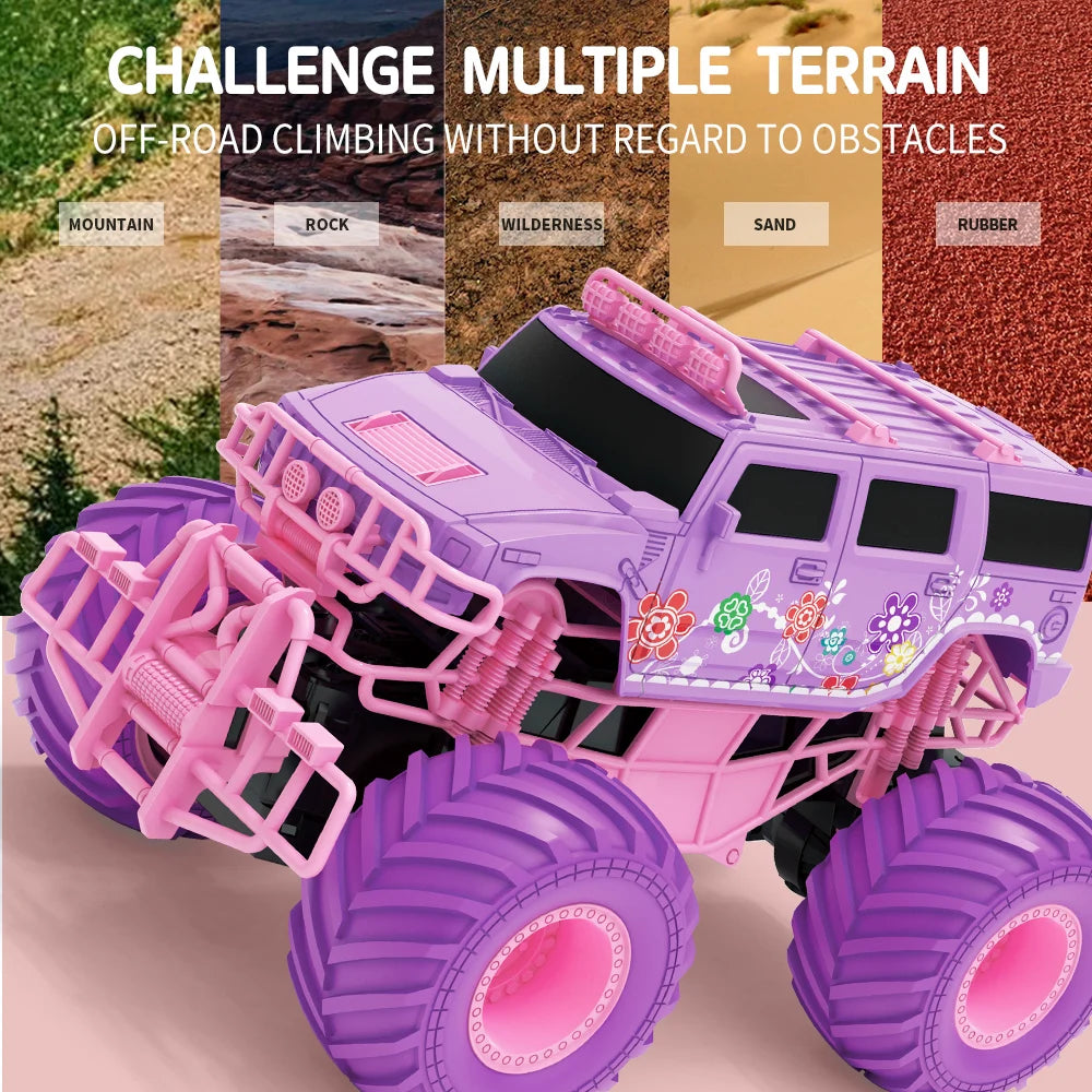 JJRC Pink 2.4G Remote Controlled Electric Car Big Wheel Fast Purple Truck Remote Control Girls Toys For Kids