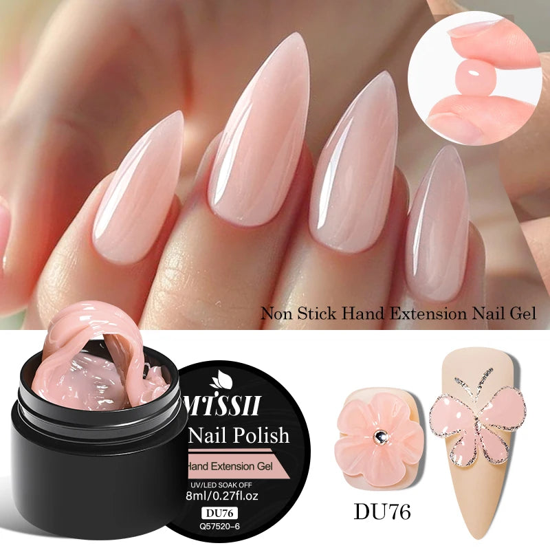 Mtssii 8ml Clear Non Stick Hand Solid Extension Nail Gel Polish 3D Carving Flower Nail Art Building UV Gel Acrylic Varnish