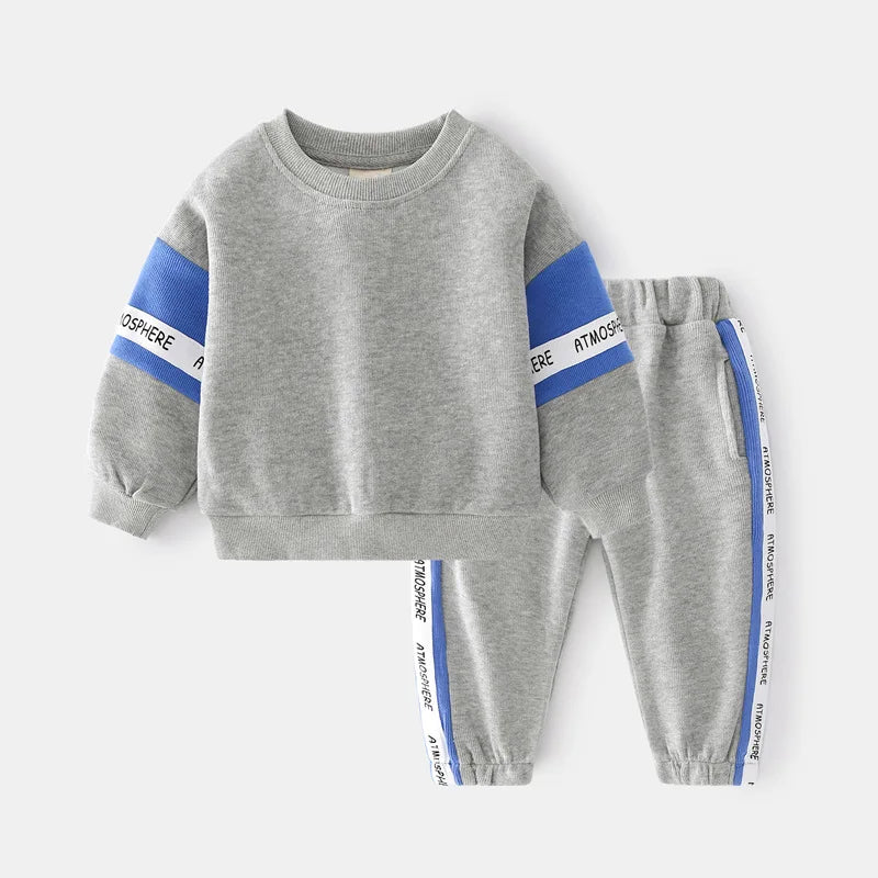 Autumn Little Boy 2 Piece Clothing Set Letter Bars Long Sleeve Pullover Sweatshirt Pant Suits Casual Jogger Pant Kid Boy Outfits