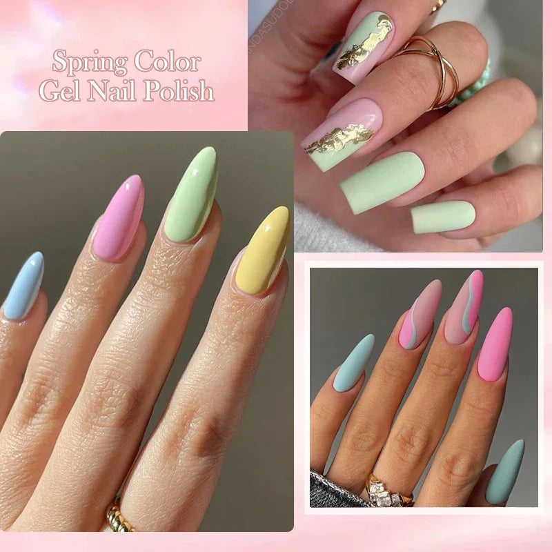 10Pcs Gel Nail Polish Set Macaron Color Semi Permanent UV Gel Varnish For Summer Long Lasting Manicure Kit Soak Off Nail Supplie