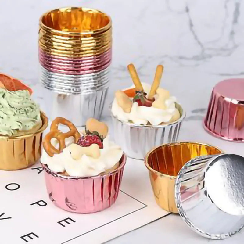 50Pcs Rolled Muffin Paper Cup Coated High Temperature Resistant Cake Snack Cupcake Wedding Party Baking Kitchen Accessories