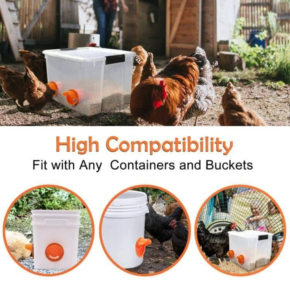 Automatic Gravity Chicken Feeder DIY Rainproof Poultry Feeder Port Reduce Spillage Food Farm Chicken Duck Food Controller tools