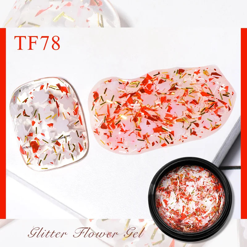 MEET ACROSS 5ml Pink Dried Flower Gel Nail Polish Natural Flower Fairy Nail Art Gel Soak Off UV LED Painting Varnishes For Nails