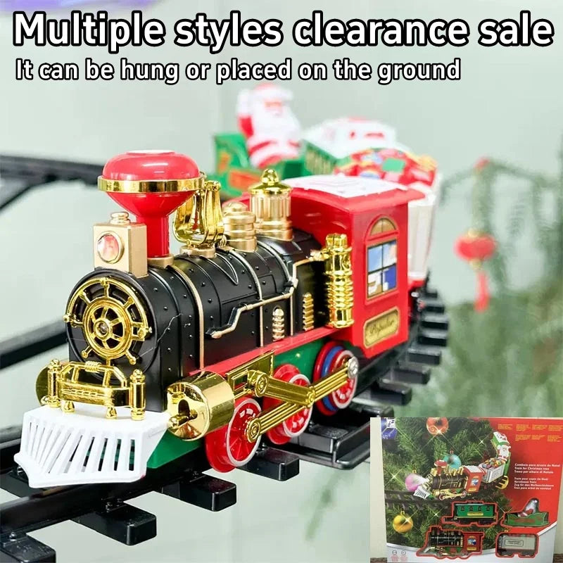 Christmas Train Set With Lights Sounds Railway Tracks Sets Locomotive Engine Fo Christmas Tree Gift For Kids Train Toy Car