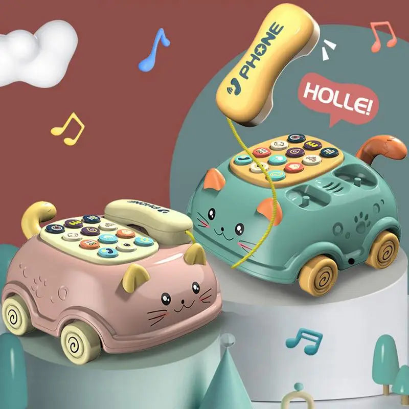 Toddler Musical Phone Toy Mini Cartoon Telephone Learning Machine with Lights Sound Montessori Early Educational Toy Gift